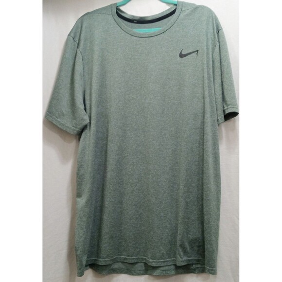 Nike Dri-Fit Men's Heather Green Fitness Workout Swoosh Crew Neck S/S Note XL - Picture 1 of 7
